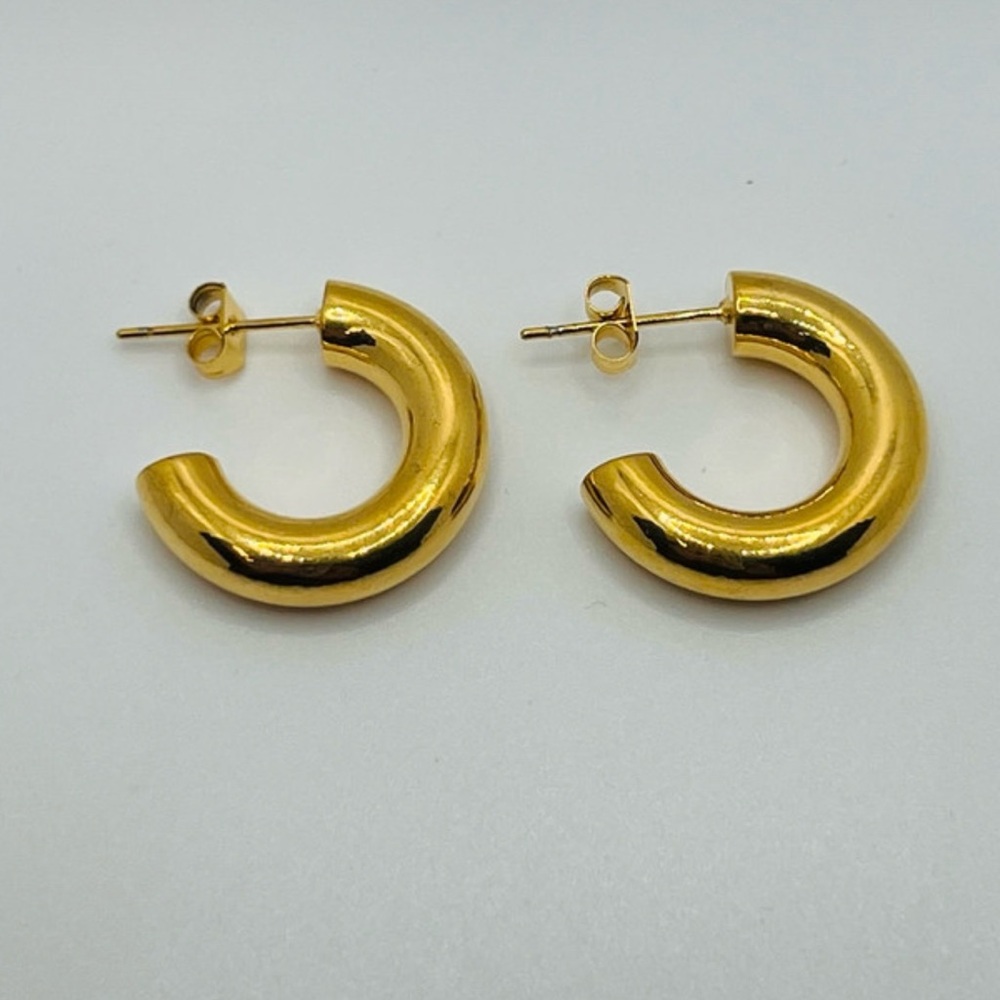 Gold-Tone Chunky Hoop Stud Earrings - Women Jewelry